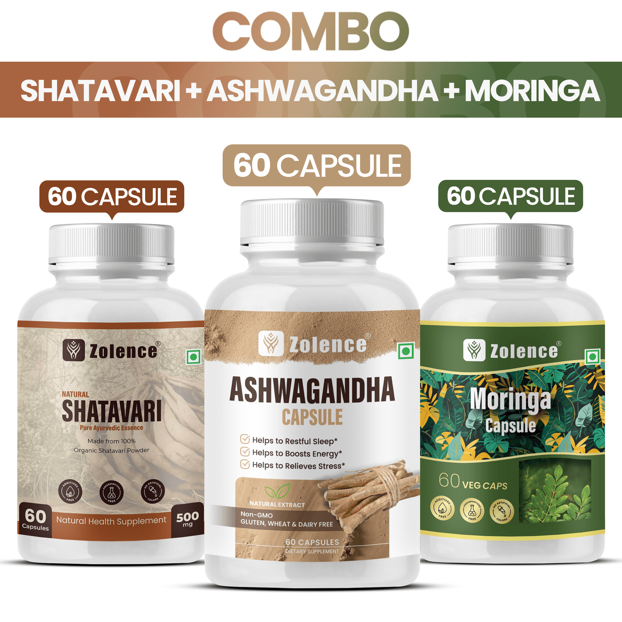 Ashwagandha, Moringa and Shatavari Combo batch